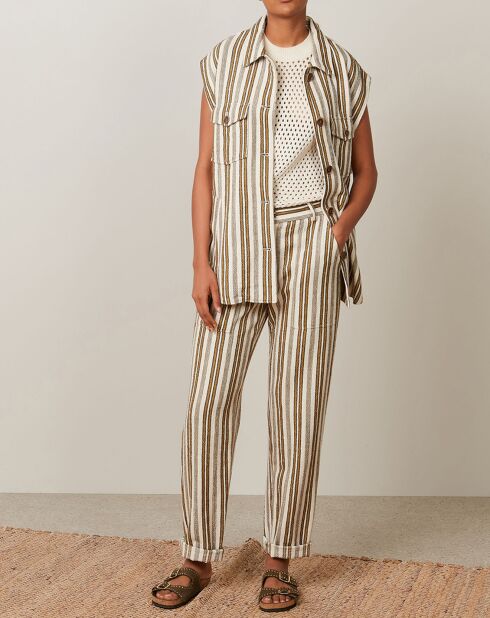 Veste Vic rayée raw blanc/marron