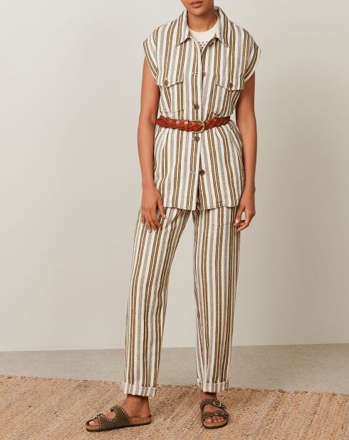 Veste Vic rayée raw blanc/marron