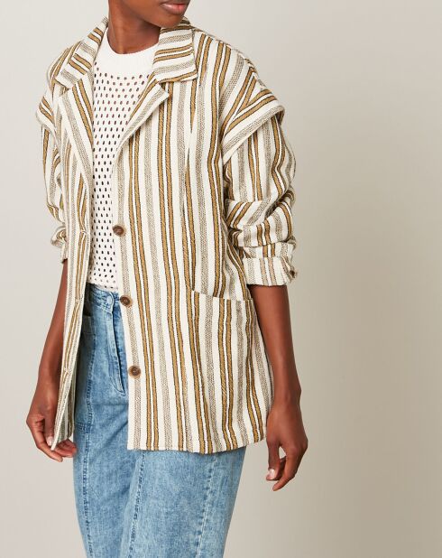 Veste Volta rayée raw blanc/marron