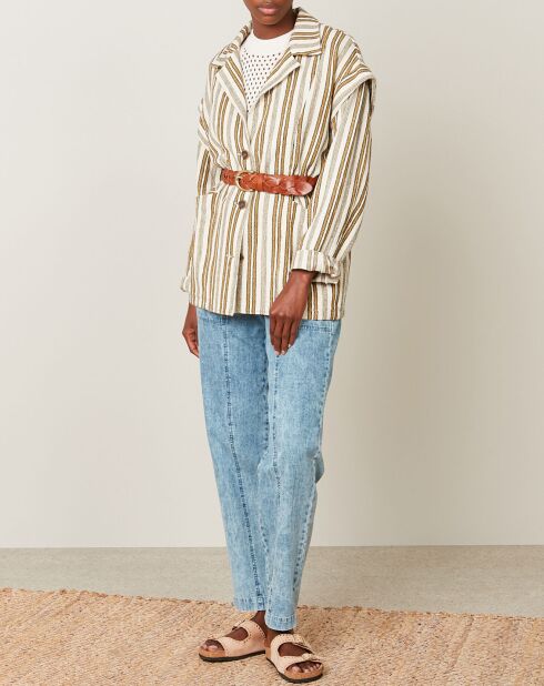 Veste Volta rayée raw blanc/marron