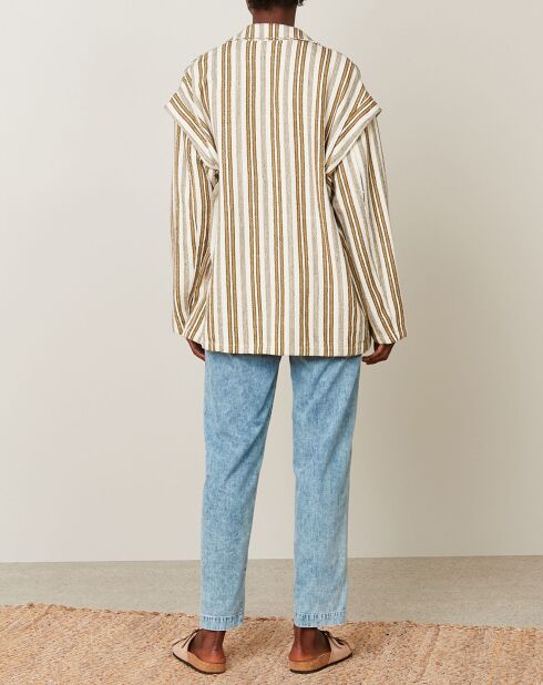 Veste Volta rayée raw blanc/marron