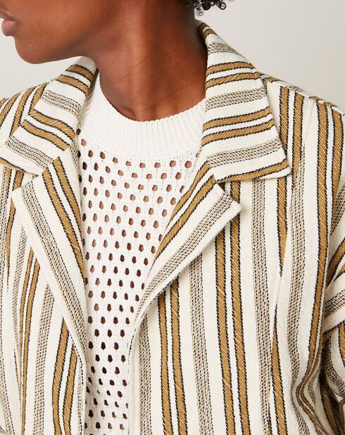 Veste Volta rayée raw blanc/marron