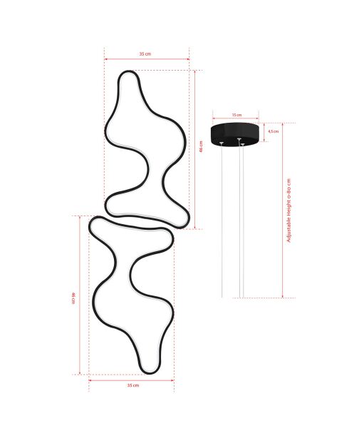 Lustre Lig noir - 102x10x10 cm