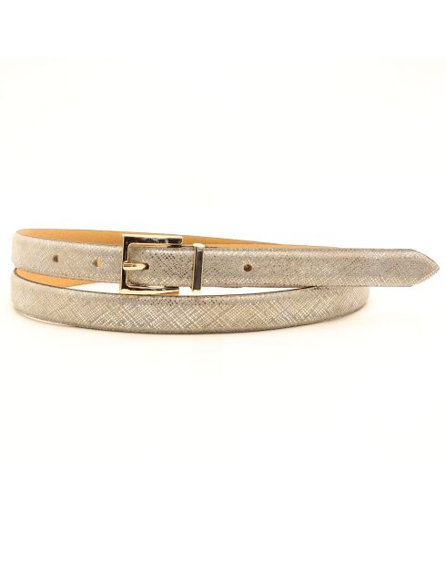 Ceinture en Cuir argentée