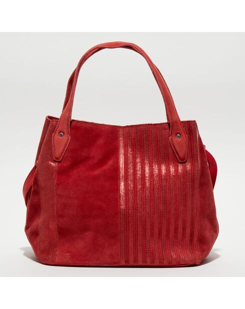 Sac cabas en Cuir brillant Orville rouge - 40x30x18 cm