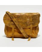 Sac besace en Cuir Bernie jaune - 32x22x10 cm