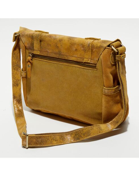 Sac besace en Cuir Bernie jaune - 32x22x10 cm