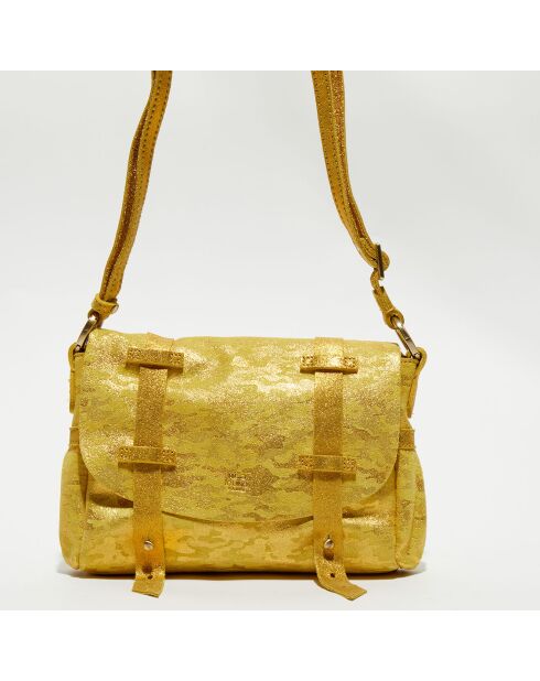 Sac besace en Cuir Mahe jaune - 21x18x5 cm