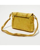 Sac besace en Cuir Mahe jaune - 21x18x5 cm