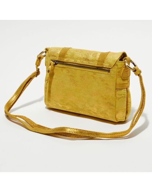 Sac besace en Cuir Mahe jaune - 21x18x5 cm