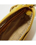 Sac besace en Cuir Mahe jaune - 21x18x5 cm