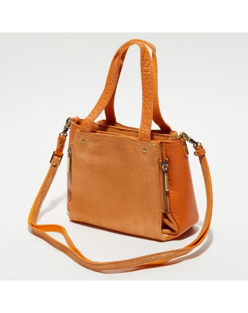 Sac à main en Cuir Randa orange clair - 25x17x9 cm