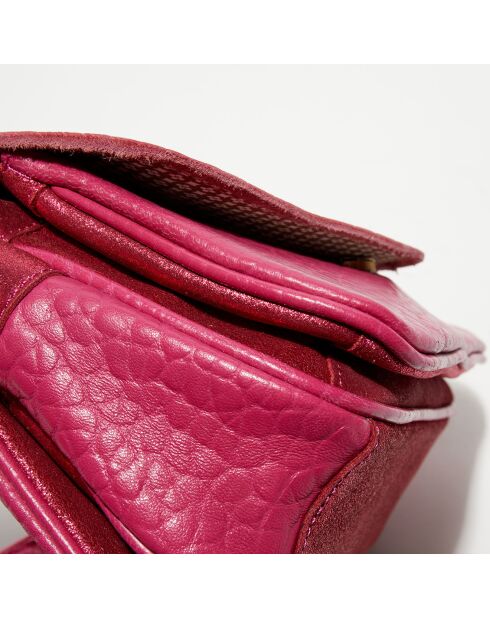 Sac bandoulière en Cuir Robi rose - 25 cmx17x11 cm