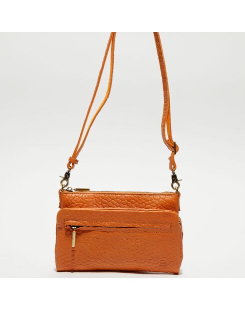 Sac pochette en Cuir Inde orange clair - 22x15x2 cm