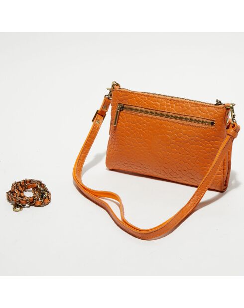 Sac pochette en Cuir Inde orange clair - 22x15x2 cm