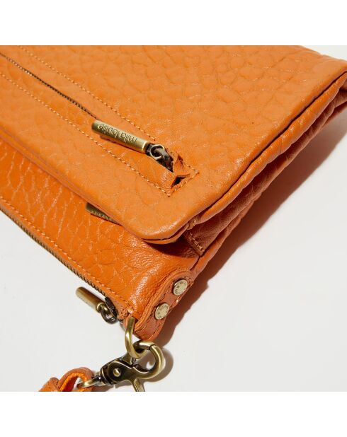 Sac pochette en Cuir Inde orange clair - 22x15x2 cm