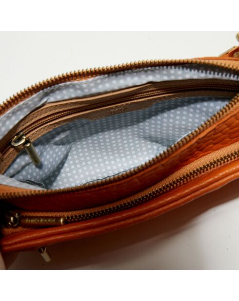 Sac pochette en Cuir Inde orange clair - 22x15x2 cm