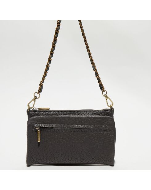 Sac pochette en Cuir Inde gris - 22x15x2 cm