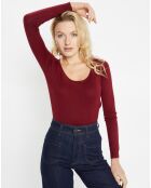 Pull en Maille fine col rond Fya bordeaux