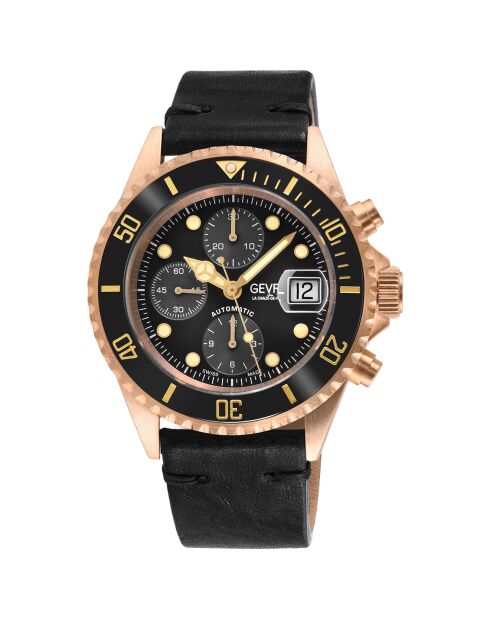 Montre Wallstreet Homme Automatique en Cuir noire