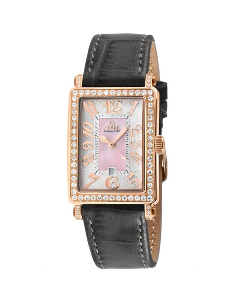 Orologio da donna Avenue of Americas Mini Diamond in pelle e diamanti grigio da 1,16 ct