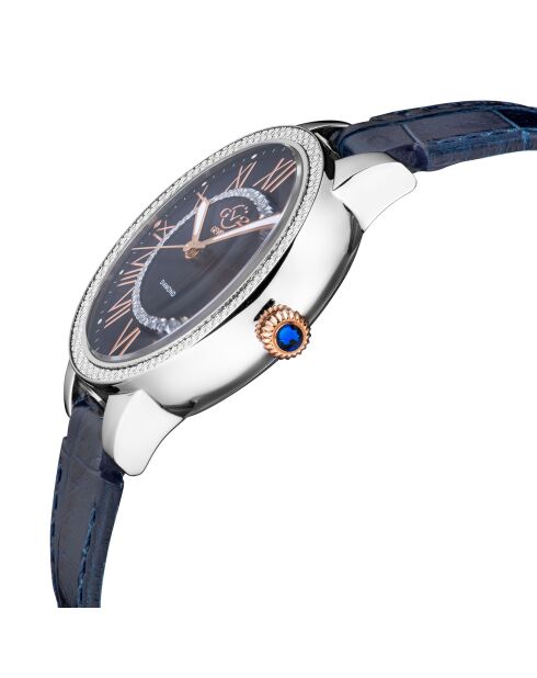 Montre Astor II Femme Quartz en Cuir & Diamants 0.02 ct bleue