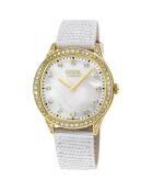 Montre Morcote Femme Quartz en Cuir & Diamants 1.3 ct blanche
