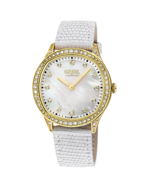 Montre Morcote Femme Quartz en Cuir & Diamants 1.3 ct blanche