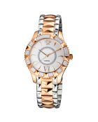 Venice Quarzuhr für Damen aus Stahl und Diamanten, 0,04 Karat Silber/Rotgold