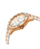 Venice Quarzuhr für Damen aus Stahl und Diamanten, 0,04 Karat Silber/Rotgold