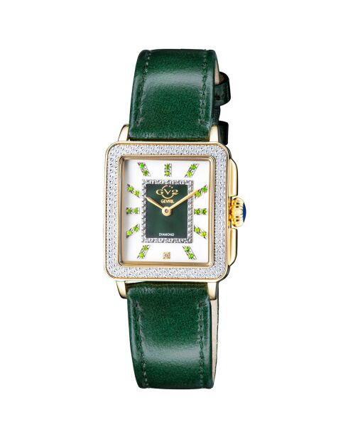 Montre Padova Gemstone Femme Quartz en Cuir & Diamant 0.01 ct verte