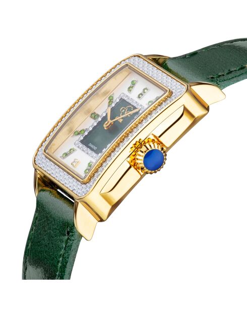 Montre Padova Gemstone Femme Quartz en Cuir & Diamant 0.01 ct verte