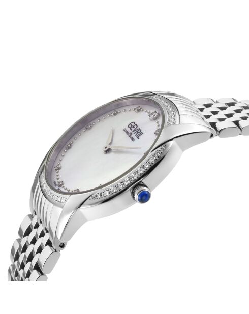 Montre Airolo Femme Quartz en Acier & Diamants 0.92 ct argentée