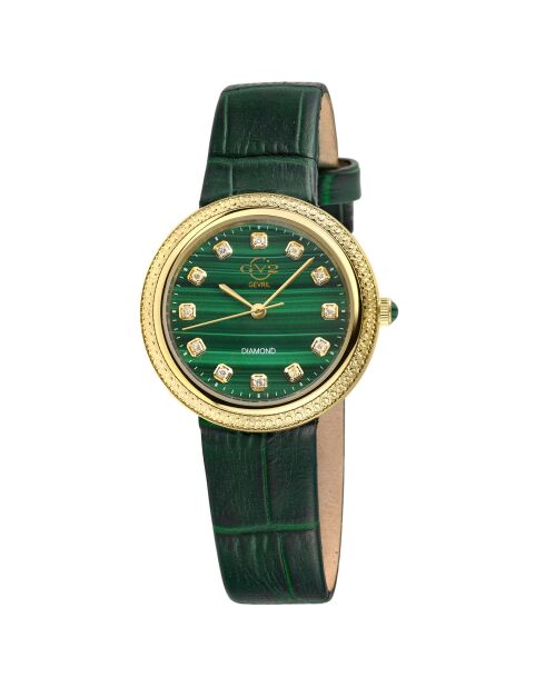 Montre Arezzo Femme Quartz en Cuir & Diamants 0.14 ct verte