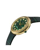 Montre Arezzo Femme Quartz en Cuir & Diamants 0.14 ct verte