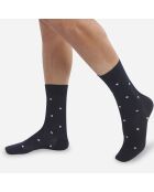 Chaussettes en fil d'écosse Monsieur Dim à pois bleu océan