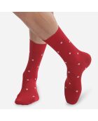 Chaussettes en fil d'écosse Monsieur Dim à pois rouges