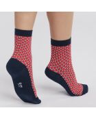 Chaussettes Madame Dim maille façon cannage bleues