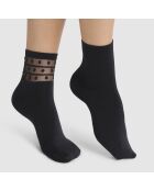 2 Paires de chaussettes Dim Skin Fancy à pois noires