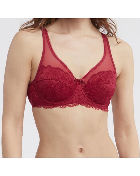 Soutien-gorge emboîtant dentelle & tulle Essentiel Generous rouge bordeaux