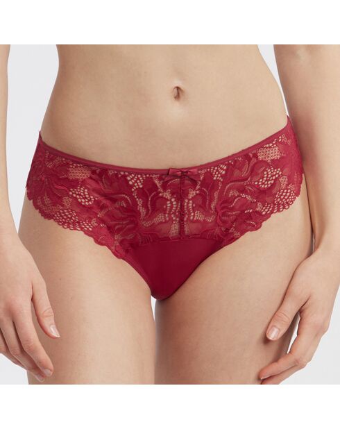 Culotte en Microfibre & Dentelle Essentiel Generous rouge bordeaux