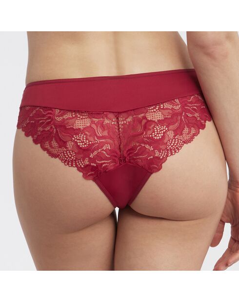 Culotte en Microfibre & Dentelle Essentiel Generous rouge bordeaux