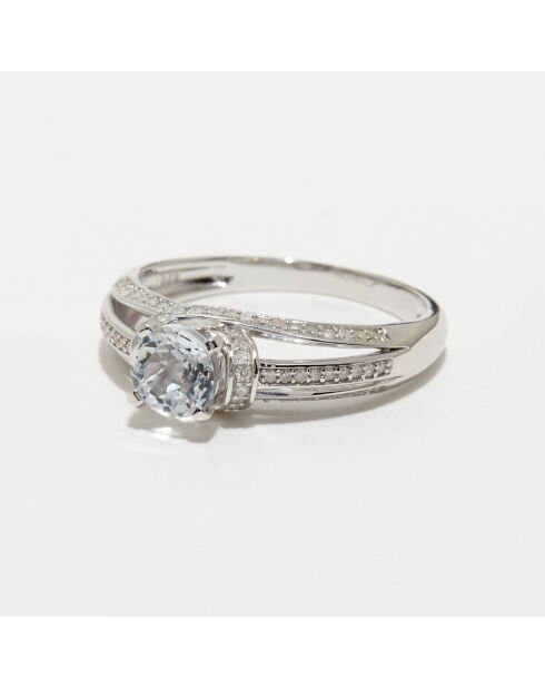 Bague Mackay Diamants 0.32 ct & Topaze Blanche 1.43 ct or blanc