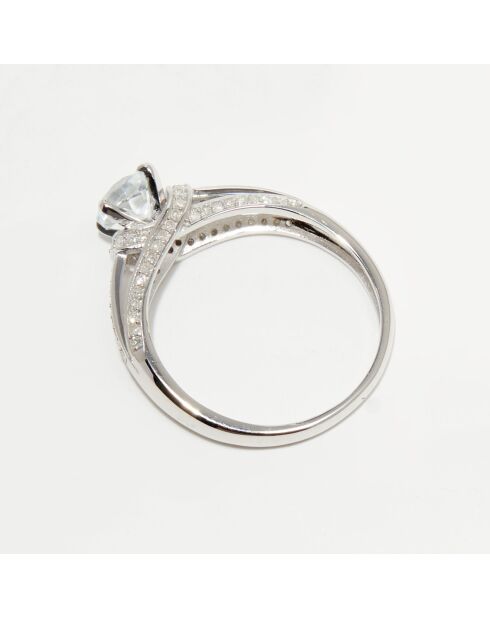 Bague Mackay Diamants 0.32 ct & Topaze Blanche 1.43 ct or blanc
