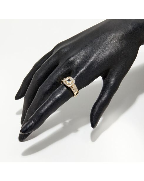 Bague Remban Diamants 0.32 ct & Topaze Blanche 1.41 ct or jaune