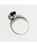 Anillo de oro blanco de 6,4 quilates con diamantes de 0,05 quilates y topacio azul de Londres de 6,4 quilates