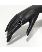 Anillo de oro blanco de 6,4 quilates con diamantes de 0,05 quilates y topacio azul de Londres de 6,4 quilates