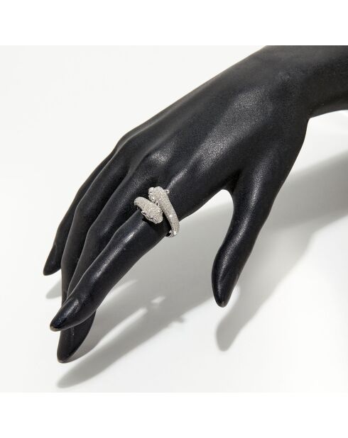 Bague Duo de Panthères Diamants 1.28 ct & Saphirs 0.03 ct or blanc