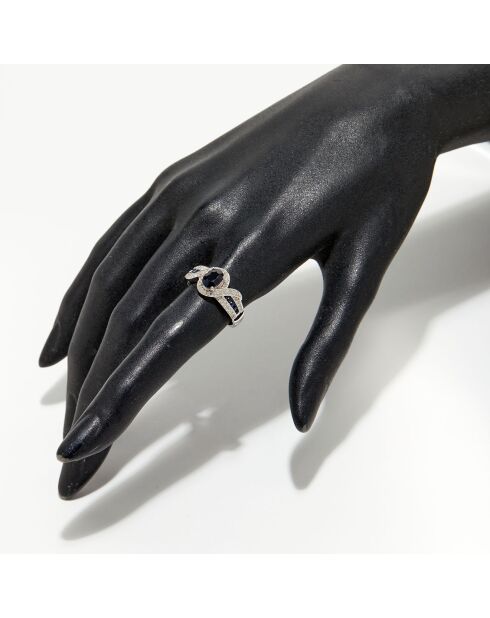 Bague Romblon Diamants 0.52 ct & Saphirs 1.35 ct or blanc