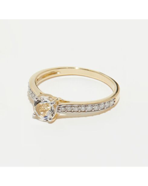 Hera Ring aus 0,31 ct Diamant und 0,90 ct Weißtopas aus Gelbgold